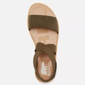 Sorel Ella ll Olive Green Suede Flat Sandals